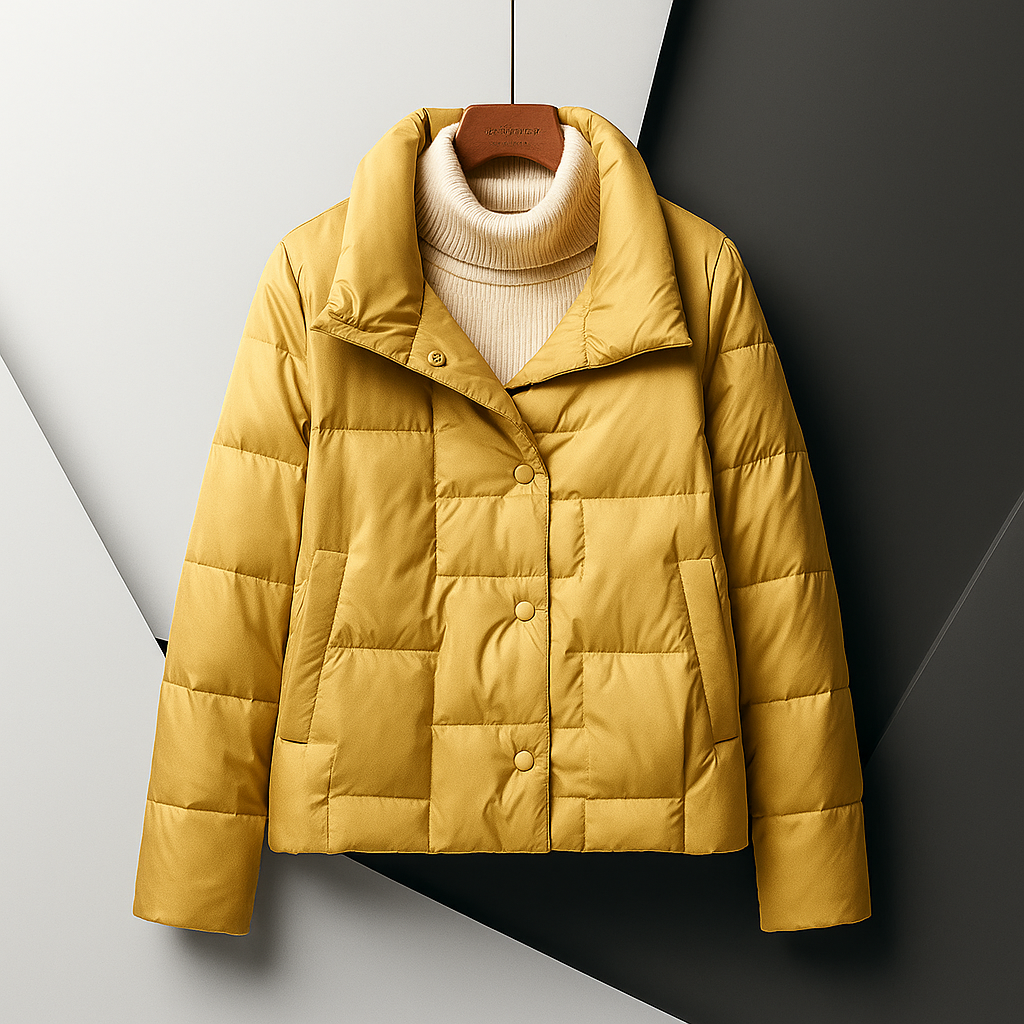 Phoebe - Women's Puffer Jacket with Notch Lapel