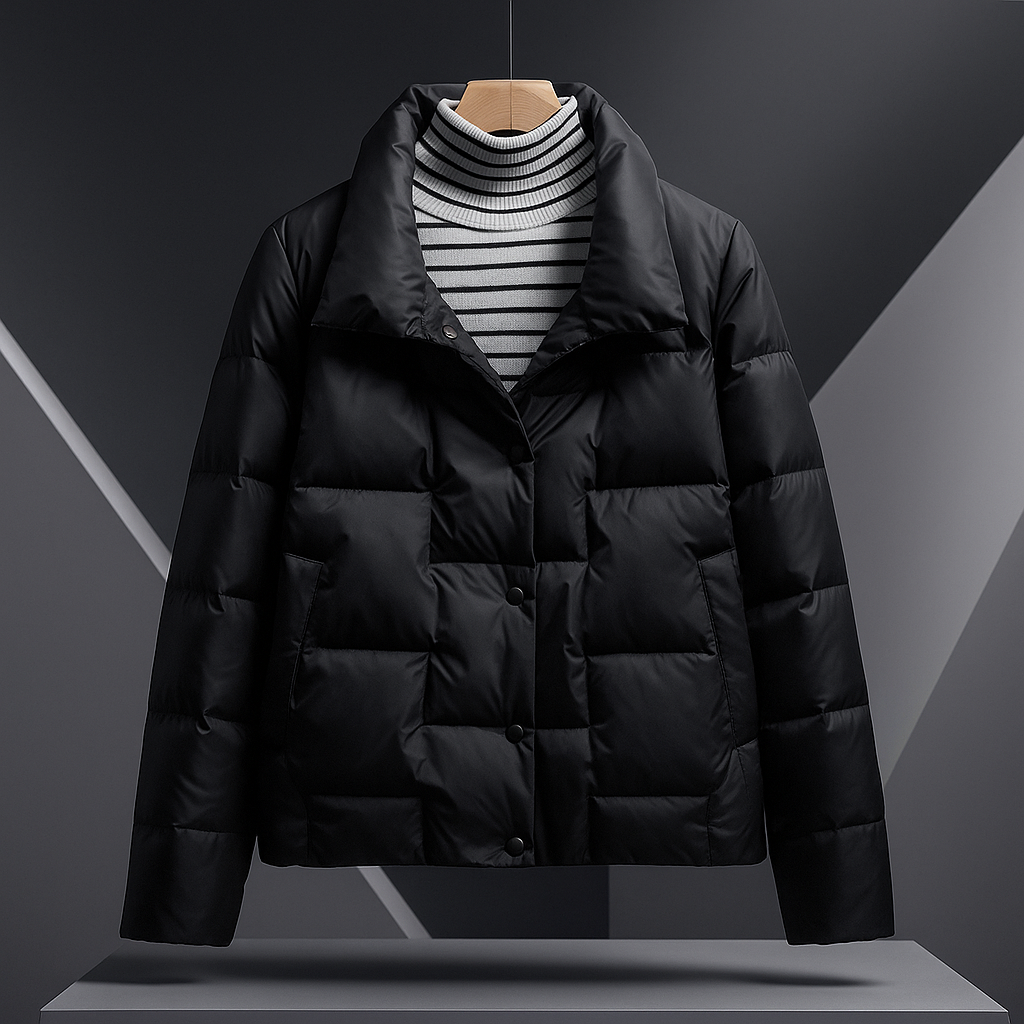 Phoebe - Women's Puffer Jacket with Notch Lapel
