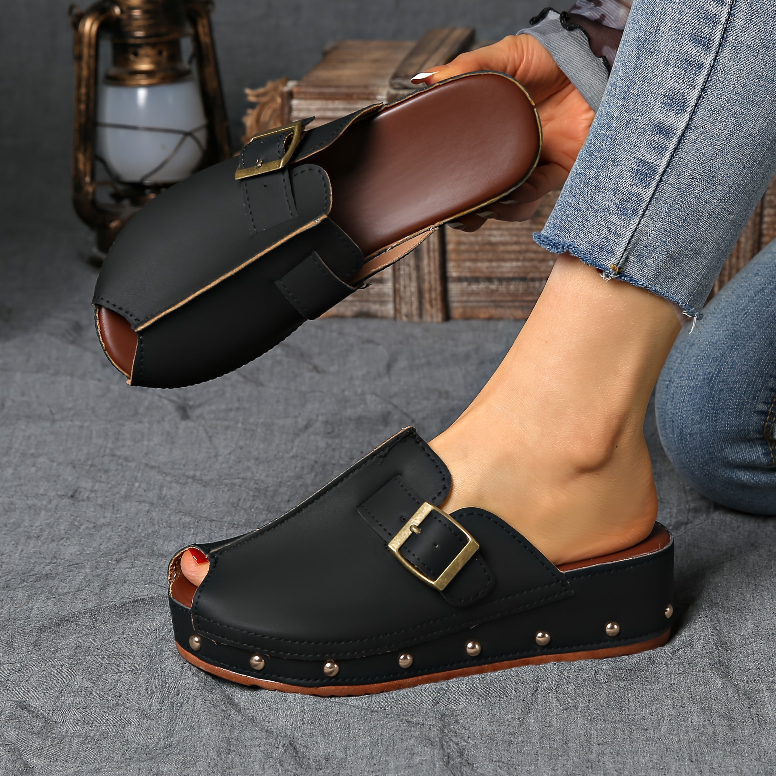 Piper - Women's Buckle-Strap Platform Clogs