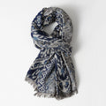 Portia - Women's Jacquard Oversized Scarf with Fringe Trim