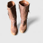 Quinley - Women's Mid-Calf Zip Boots with Stacked Heel