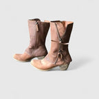 Quinley - Women's Mid-Calf Zip Boots with Stacked Heel