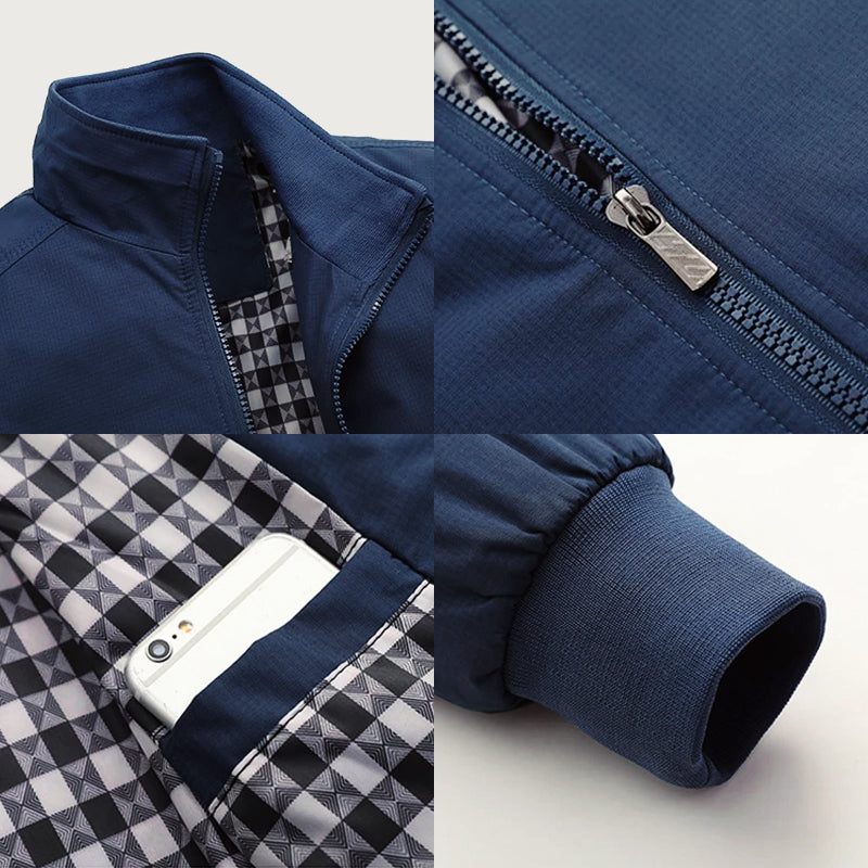 Quinton - Men's Stand-Collar Bomber Jacket with Elastic Cuffs