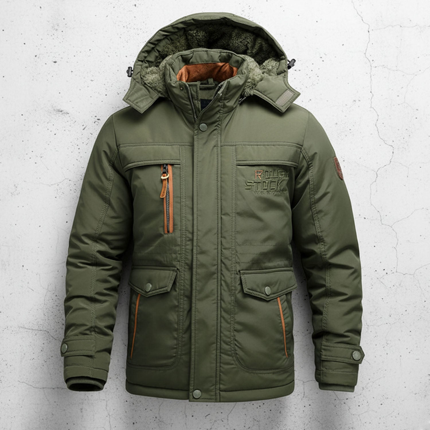 Rafael - Men's Cargo Parka with Fleece Lining and Hood