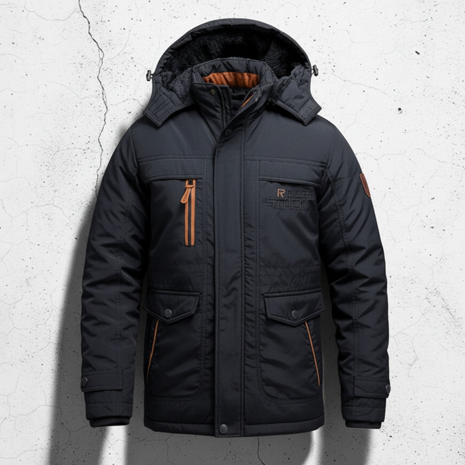 Rafael - Men's Cargo Parka with Fleece Lining and Hood