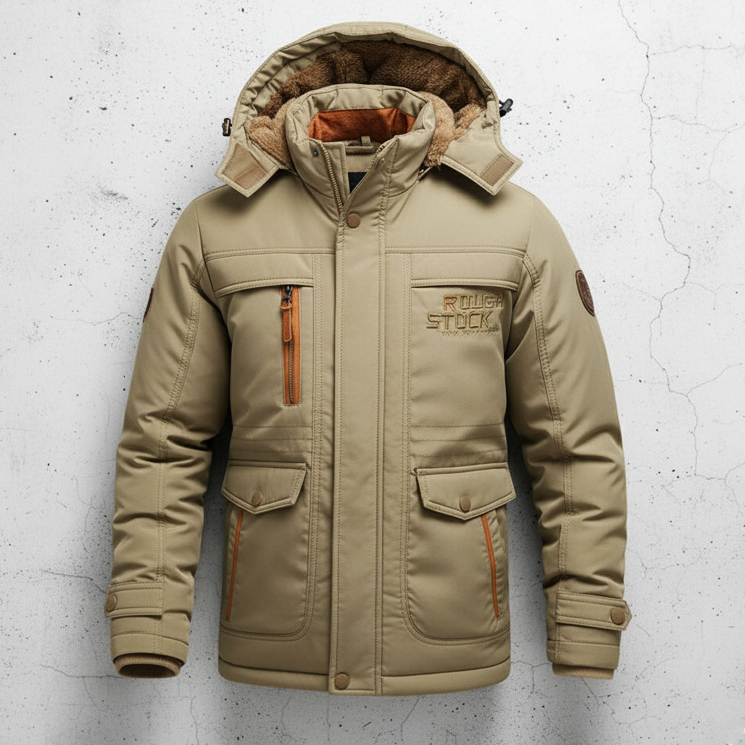 Rafael - Men's Cargo Parka with Fleece Lining and Hood