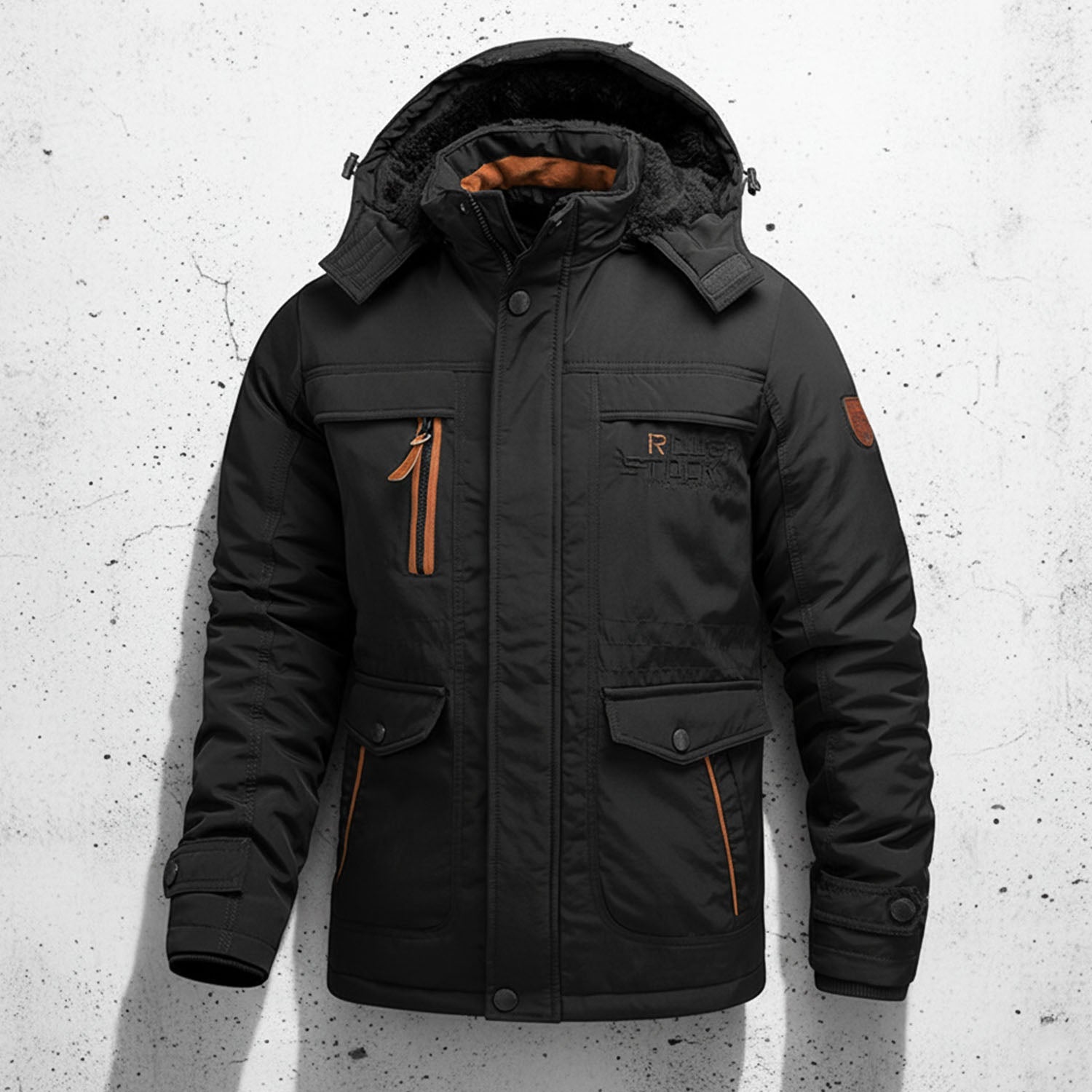 Rafael - Men's Cargo Parka with Fleece Lining and Hood