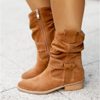 Reese - Women's Suede Slouch Boots with Side Zip