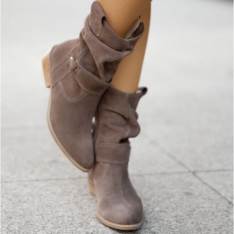 Reese - Women's Suede Slouch Boots with Side Zip