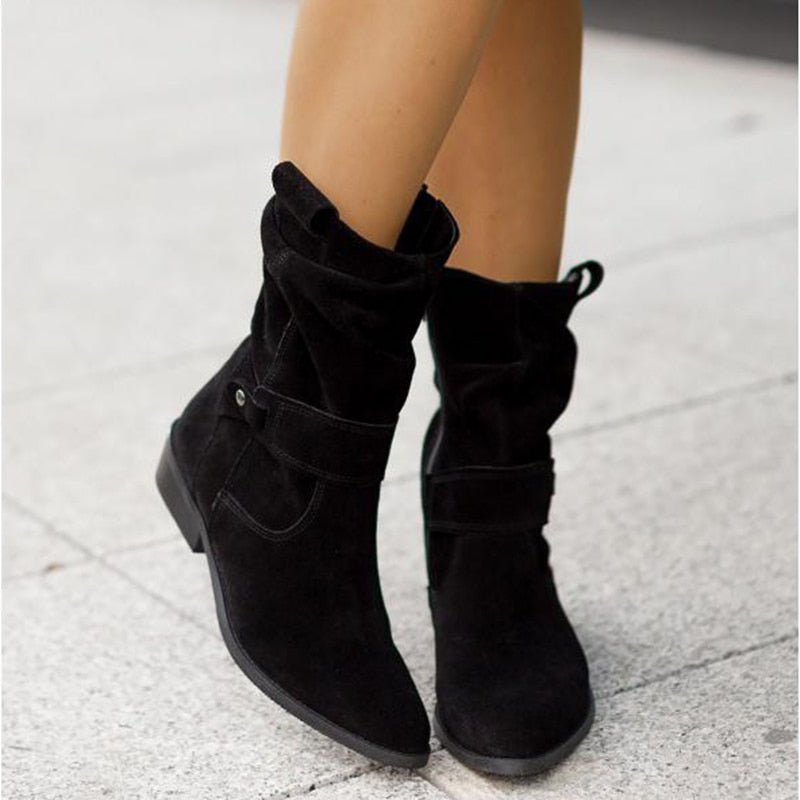 Reese - Women's Suede Slouch Boots with Side Zip