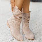 Reese - Women's Suede Slouch Boots with Side Zip