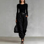 Renata - Women's Pleated High Waist Wide Leg Cargo Pants 2