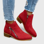 Reyna - Women's Suede Ankle Boots with Zip Detail