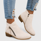 Reyna - Women's Suede Ankle Boots with Zip Detail
