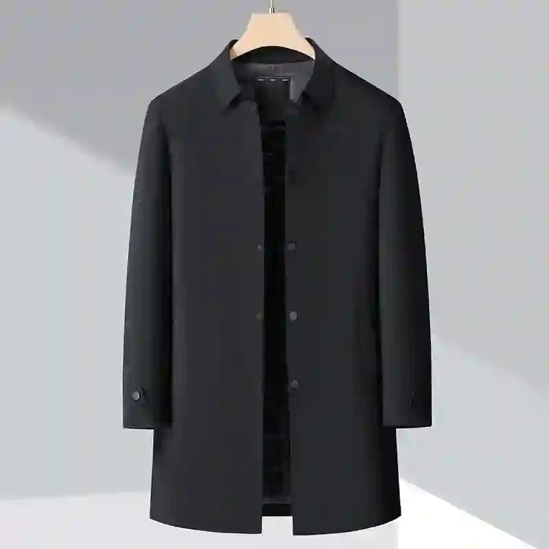 River - Men's Button-Front Trench Coat with Down Insulation
