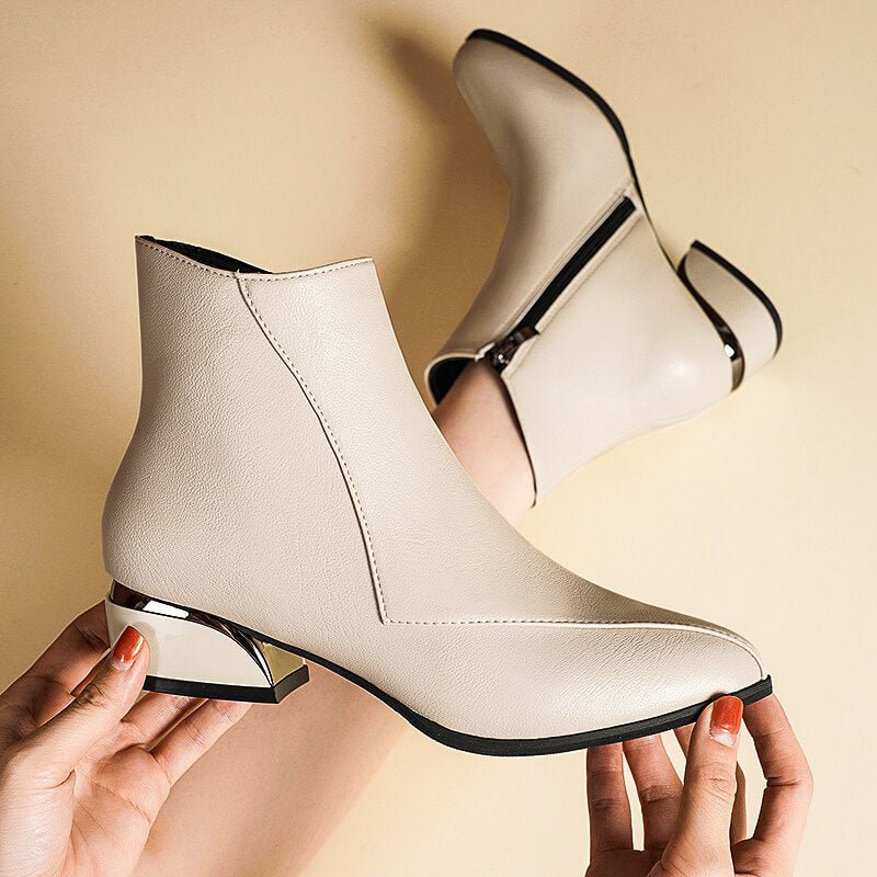 Romilly - Women's Side-Zip Ankle Boots with Metallic Trim
