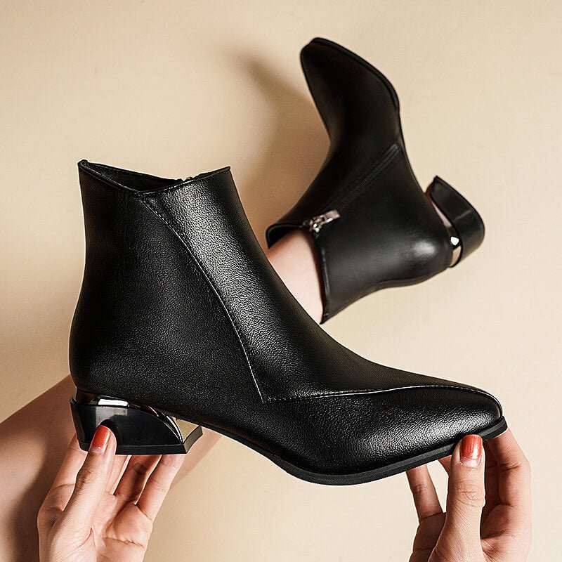 Romilly - Women's Side-Zip Ankle Boots with Metallic Trim