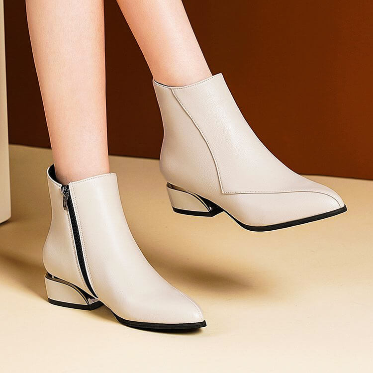 Romilly - Women's Side-Zip Ankle Boots with Metallic Trim