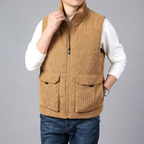 Ronan - Men's Ribbed Corduroy Vest with Cargo Pockets