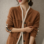 Rosalie - Women's Button-Cuff Cardigan with Brushed Knit