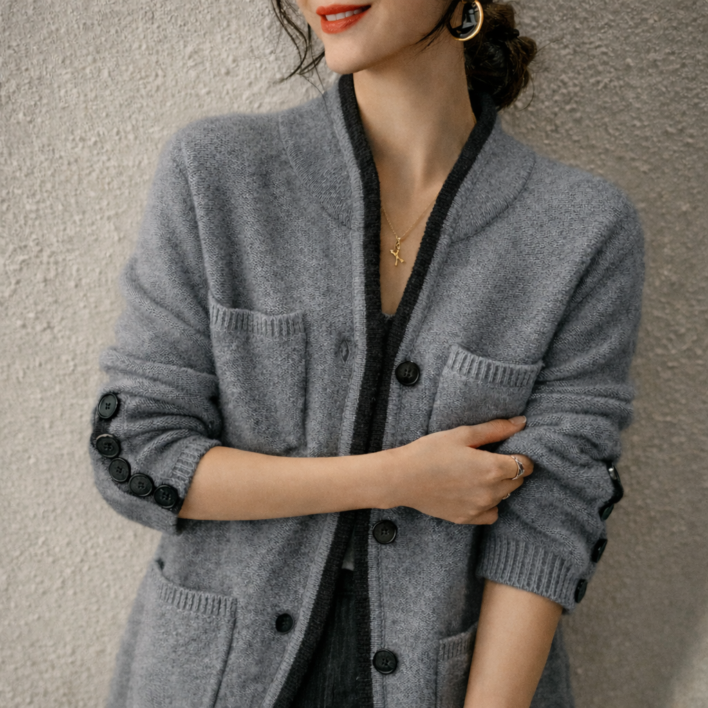 Rosalie - Women's Button-Cuff Cardigan with Brushed Knit