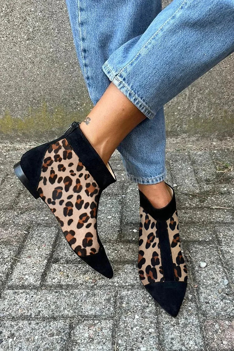 Rosalie - Women's Leopard Printed Ankle Boots