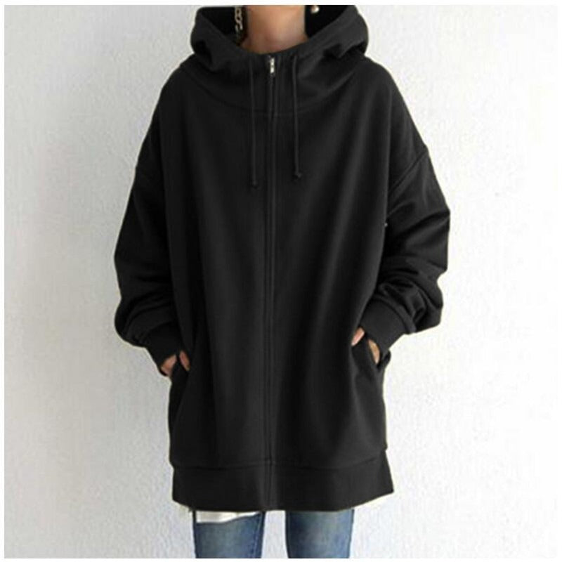 Rosalie - Women's Tunic-Length Fleece Hoodie with Hidden Zip