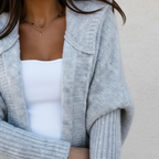 Rosemary - Women's Hooded Open-Front Cardigan with Ribbed Trim
