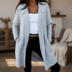 Rosemary - Women's Hooded Open-Front Cardigan with Ribbed Trim