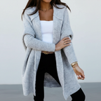 Rosemary - Women's Hooded Open-Front Cardigan with Ribbed Trim
