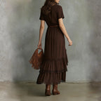 Rosemary - Women's Wrap Dress with Lace-Trim Ruffle Hem
