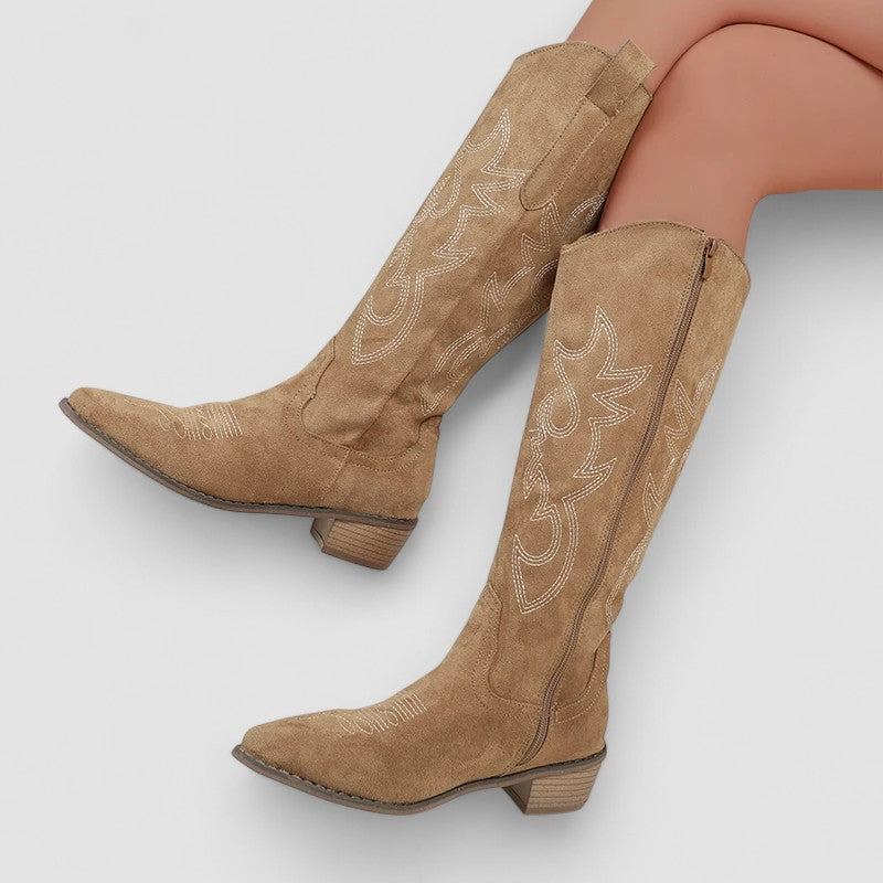 Rosetta - Women's Embroidered Western Knee-High Boots