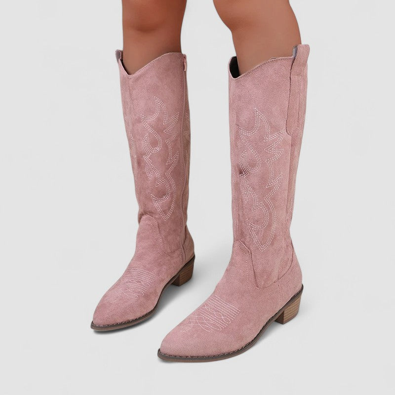 Rosetta - Women's Embroidered Western Knee-High Boots