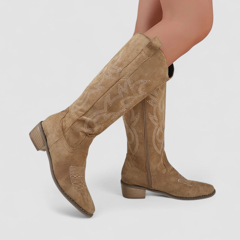 Rosetta - Women's Embroidered Western Knee-High Boots