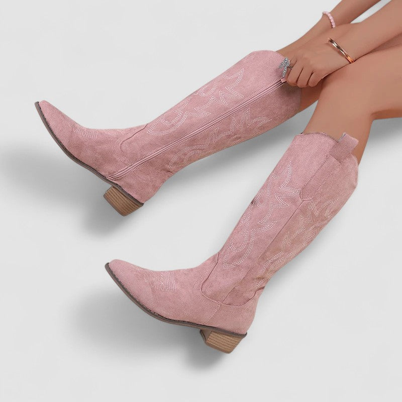 Rosetta - Women's Embroidered Western Knee-High Boots