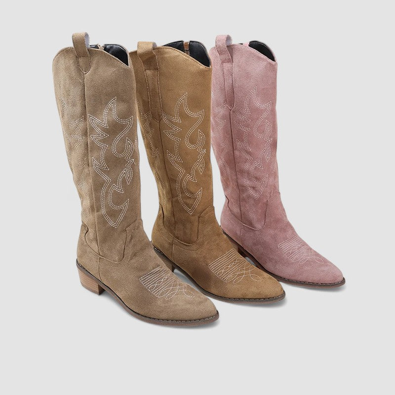 Rosetta - Women's Embroidered Western Knee-High Boots
