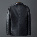 Ryan - Men's Notch Lapel Leather Blazer with Button Closure