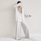 Saira - Women's Silk Oversized Blazer Pajama Set with Wide-Leg Trousers