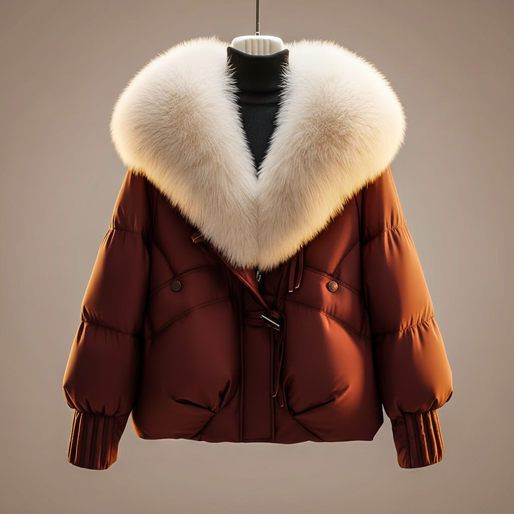 Sancia - Women's Quilted Puffer Jacket with Faux Fur Collar
