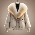 Sancia - Women's Quilted Puffer Jacket with Faux Fur Collar