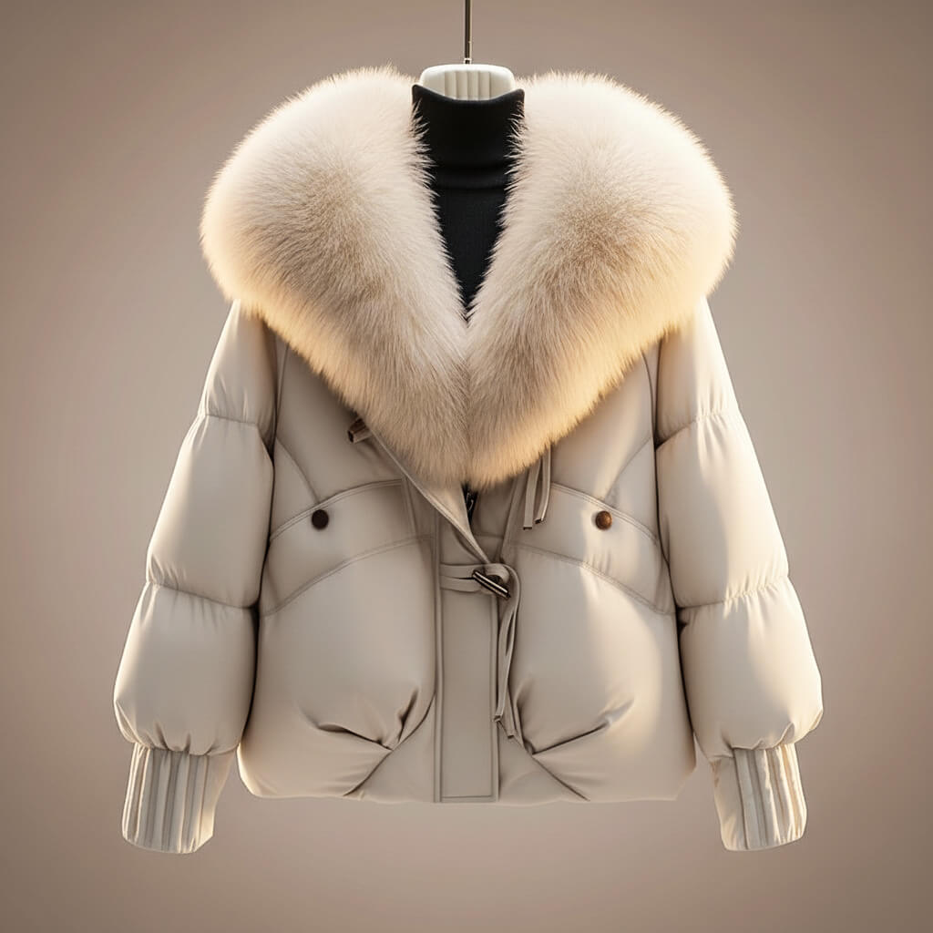 Sancia - Women's Quilted Puffer Jacket with Faux Fur Collar