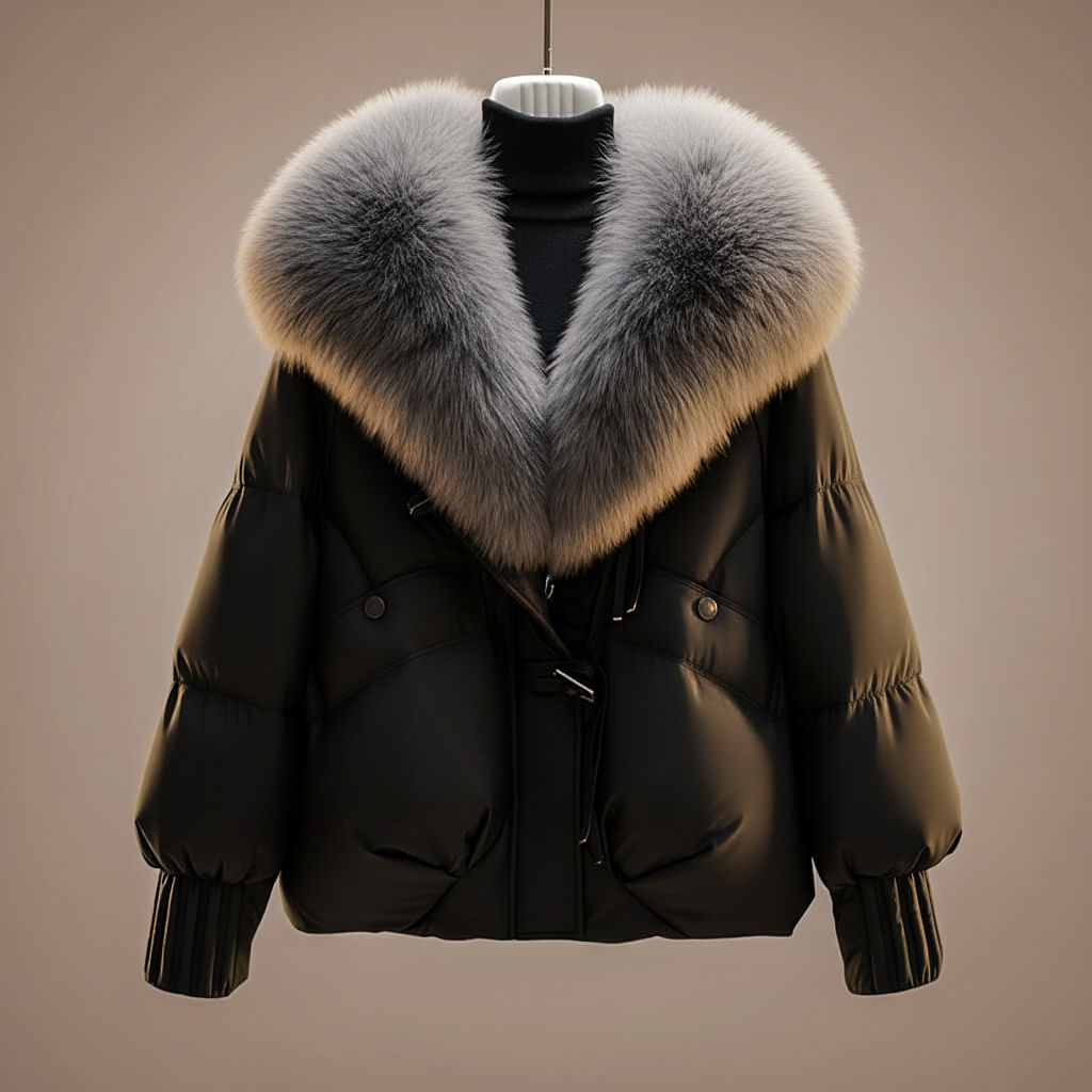 Sancia - Women's Quilted Puffer Jacket with Faux Fur Collar