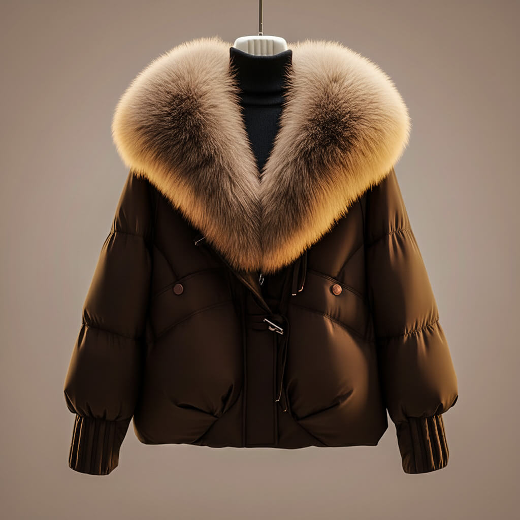 Sancia - Women's Quilted Puffer Jacket with Faux Fur Collar