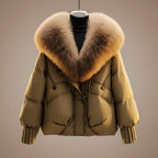 Sancia - Women's Quilted Puffer Jacket with Faux Fur Collar