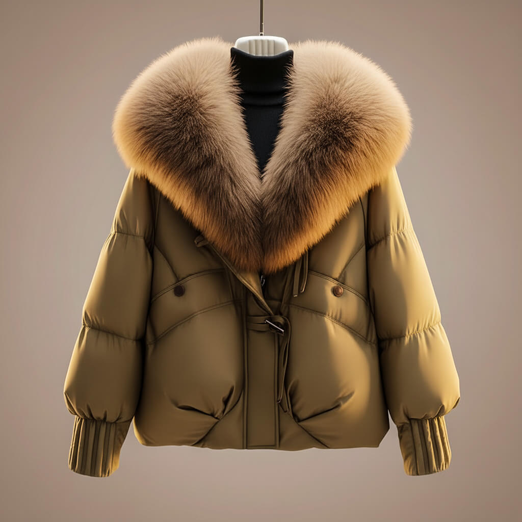 Sancia - Women's Quilted Puffer Jacket with Faux Fur Collar
