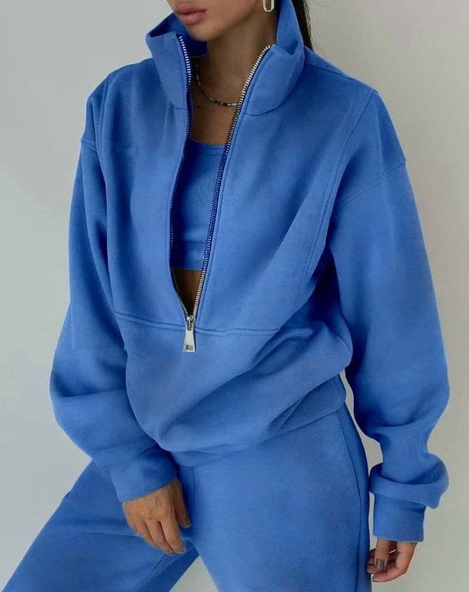 Sienna - Women's Cropped Half-Zip Pullover & Tapered Joggers Set