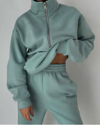 Sienna - Women's Cropped Half-Zip Pullover & Tapered Joggers Set