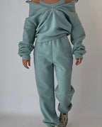 Sienna - Women's Cropped Half-Zip Pullover & Tapered Joggers Set