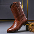 Silas - Men's Crocodile-Embossed Leather Cowboy Boots