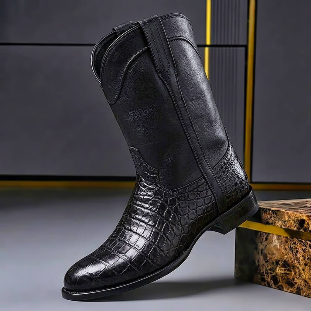 Silas - Men's Crocodile-Embossed Leather Cowboy Boots